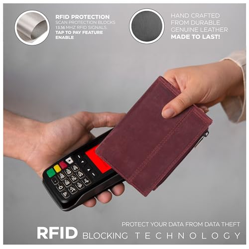 Image of Oak Leathers Wallet For Women Full Grain Leather - Small RFID Coin Purse Credit Card & ID Holder for Ladies,Bifold Wallets for Teenager | Small