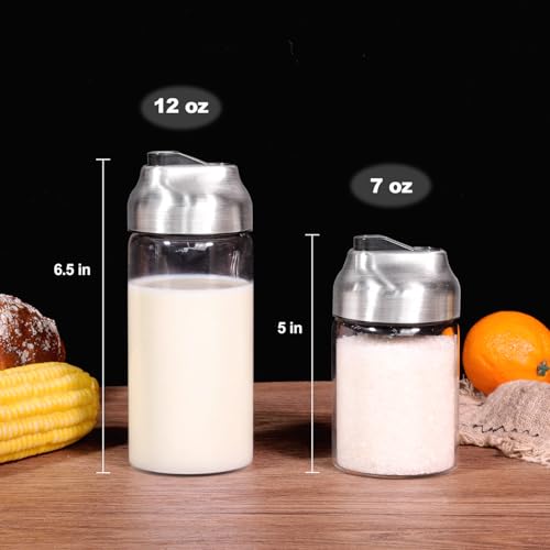 image for Aelga Glass Creamer, Milk Bottle Dispenser Set, 17oz + 12oz Glass Disp