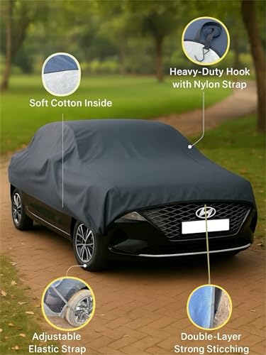 Image of Waterproof, Half Car Body Cover All Weather Protection Half Car Cover Outdoor Half Cover Rain Sun Uv Protection with Inner Side Ultra Soft Cotton 4 Layers (Fits On All Cars)