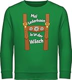 Shirtracer Sweatshirt Kinder Pullover für Jungen Mädchen - Kompatibel mit Oktoberfest Kinder Trachtenshirt - Meine Lederhose ist in der Wäsche - MEI Lederhosn is in da Wäsch - 116 (5/6 Jahre) - Grün
