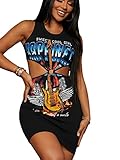 SOLY HUX Women's Graphic Letter Print Sleeveless Cut Out Mini Bodycon Dresss A Black M