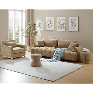 Multi functional boucle ottoman vanity stool chair sturdy rotating wooden footstool suitable for living room bedroom and entryway without installation swivel camel  urban country home decor