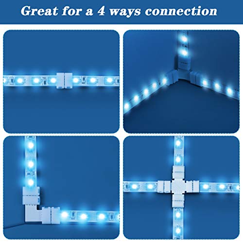95 Pieces 4 Pin Led Light Strip Connectors Set Including Screw Clips, 4 Pin Led Connectors, Cuttable T, L And X Shape Pcb Board For Smd 5050 10 Mm Rgb Led Strip Lights Gapless Solderless Connector #TOP5
