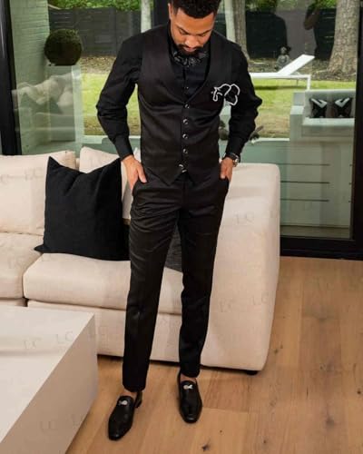 Ulnomio Men's 3-Piece Shawl Lapel Suit Jacquard Jacket Single Breasted Vest and Pants for Festive Activities4