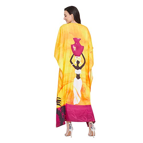 Image of Oussum Women Long Maxi Plus Size Polyester Kaftan Gown, Womens Kaftan Dresses Lounge Resort Wear, Plus Size Kaftan