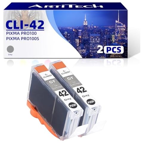 ARTITECH CLI-42 GY Pixma Pro-100 Compatible Ink Cartridges Replacement for Canon CLI42 CLI-42 Gray Ink Cartridge Work for Pixma Pro-100S Printers,2 Pack CLI-42 GY Cover