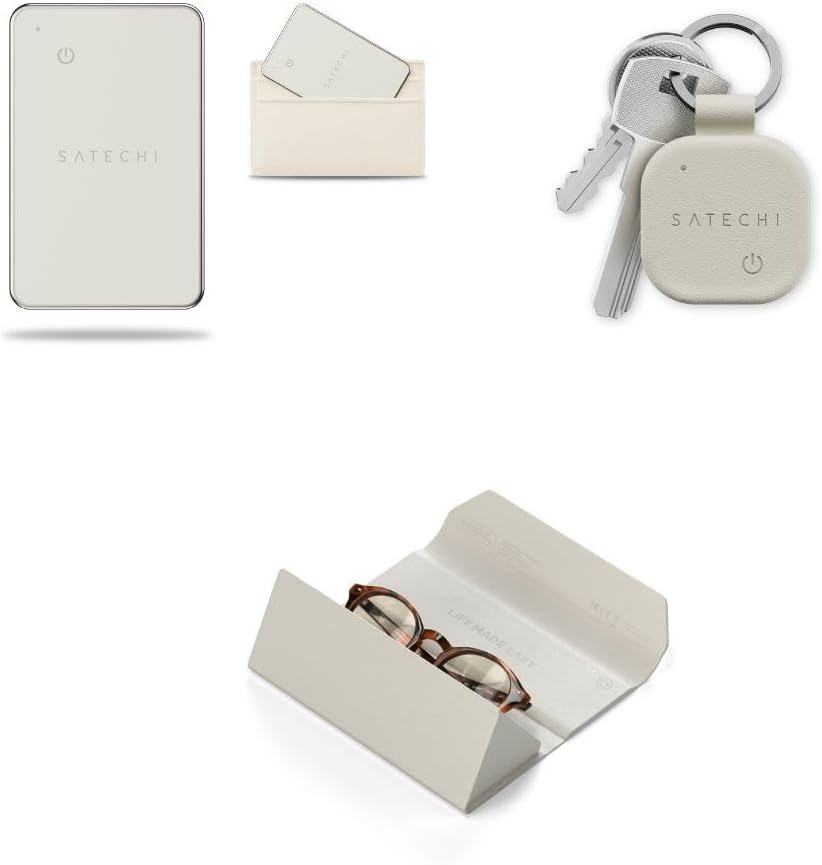 Satechi FindAll with Find My, Wallet Card & Keychain & Glasses Case, Wireless Rechargeable, Location Tracker - Sand