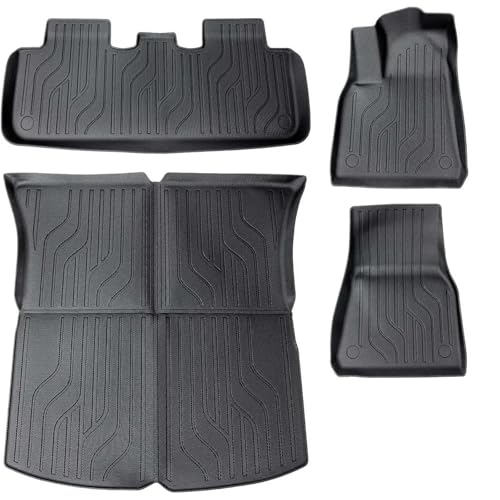 Tapis Tesla Model Y en TPE : ensemble de 4 tapis de sol et coffre 5 places