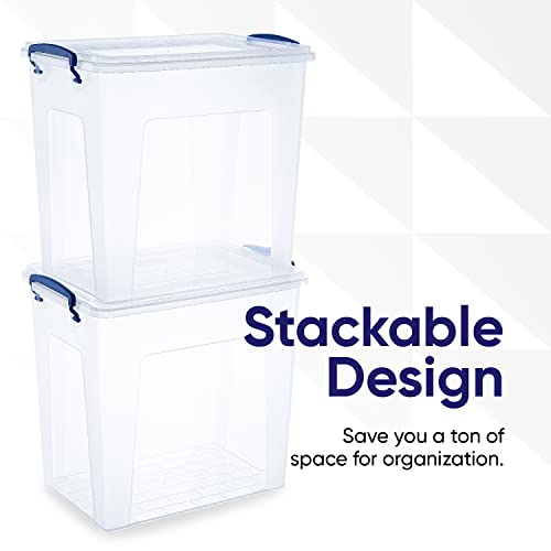Image of Superio Storage Bins with Lids, Clear Plastic Containers for Organizing, Stackable Totes, BPA Free, Odor Free, Organizer Boxes for Home, and Dorm (2 Pack, 14.25 Qt)