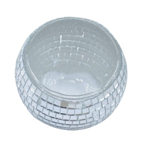 YOGOTEU Candle Holder,Round Ball Silver Votive Candle Holder Jar Thick Acrylic Mirrored Ball Candle Stand Container for Wedding Table Decors