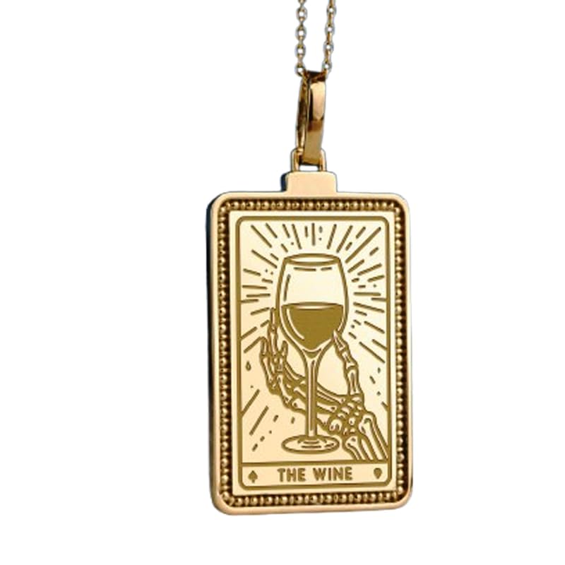 Collier pendentif rectangulaire gravé argent 925 plaqué or 45 cm