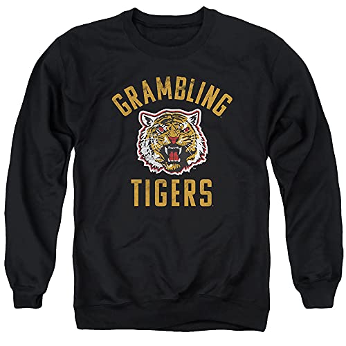 Grambling State University Official Tigers Logo Unisex Adult Crewneck Sweatshirt,Black, Large