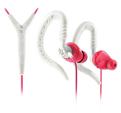 Yurbuds by JBL Focus 400 Behind-the-Ear Sport Kopfhörer (TwistLock Technologie, QuikClick-Magneten, 3-Tasten-Fernbedienung/Mikrofon, geeignet für Apple iOS Geräten) pink/weiß