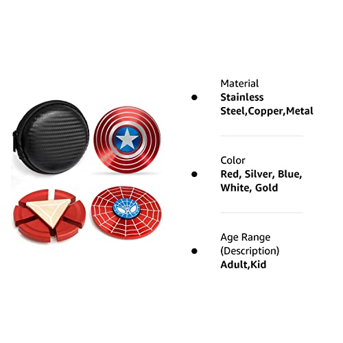 Superhero Fidgeting Party Favors Fidget Metal Set Hand Spinner Focus Copper Fidget Toys Fingertip Gyro Stress Relief Cube Edc Adhd Toy Best Gifts Xmas Birthday Goody Bag Gifts For Kids Adults(3Pack) #TOP6
