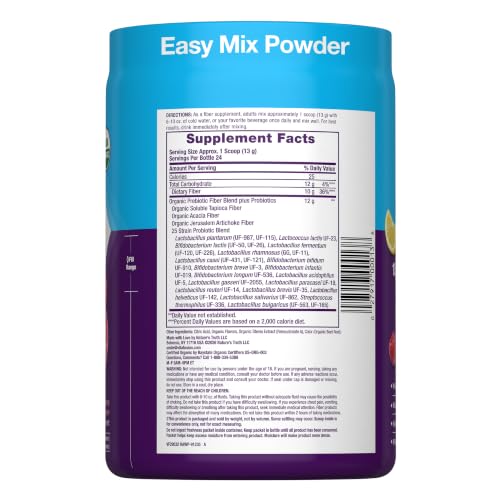 FiberWell Organic Fiber Powder Supplement | 10g | 11 oz | GLP-1 Friendly | Sugar Free | with Probiotics | for Digestive & Gut Health | Yummy Raspberry Lemon Flavor | Gluten and Dairy Free Formula - image 3