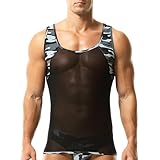 YUFEIDA Herren Unterhemd Tanktops Klassische Camouflage Unterhemden Transparente weiche ärmellose T-Shirts Muscle Fit Weste Sportunterhemden Unterhemd Tanktops Tops für Herren