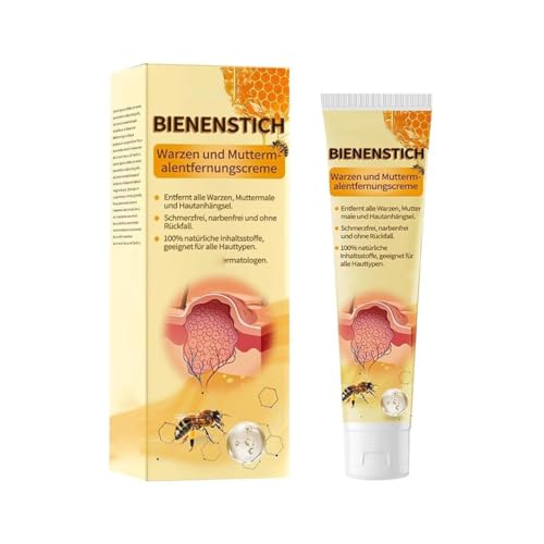 Tag Recede Pommade, Bee Venom Crème Venin D'abeille, Pommade pour L'élimination des Verrues et des étiquettes du Bee Venom, Adapté à Tous les Types de Peau (B-1ps)