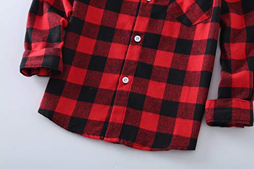 Little Girls' Boys' Long Sleeve Button Down Plaid Flannel Shirt(6 Years,E001) #TOP5