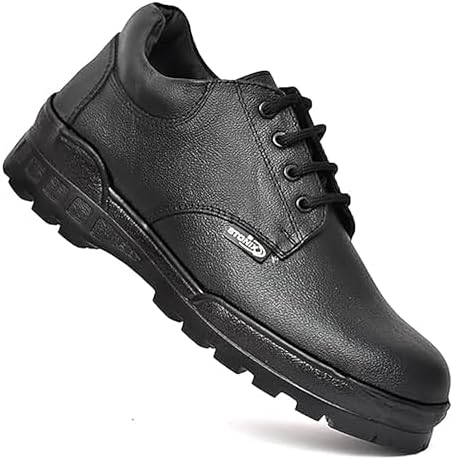 STONIX® Derby Safety Shoes Men for Heavy Duty Steel Toe | Lightweight with TPR Sole | Oil Resistant and Electrical Hazard | Industrial & Construction Work Shoes, (Size-09, Black)