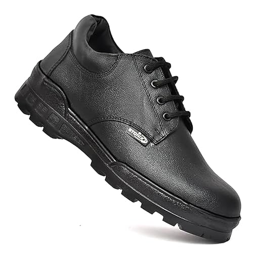 Image of STONIX Derby Safety Shoes Men's for Heavy Duty Steel Toe | Lightweight with TPR Sole | Oil Resistant and Electrical Hazard | Industrial & Construction sites Work,(SIZE-06, BLACK)