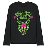 Stranger Things Hellfire Neon Sketch Logo Camiseta Unisex de Manga Larga, Negro, S