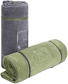 2PCS Dog Microfibre Drying Towel, Dog Towel Absorbent Medium, Dog Quick Dry Bath Towel, Pet Towel for Dogs and Cats Super Soft Machine Washable-Grey&Green (90 x 50cm)