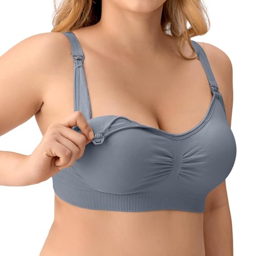 Image of Angelhood Nursing Bra 5 Pack Womens Maternity Breastfeeding Seamless Wireless Sleep Bra with Extenders