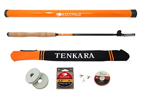 DRAGONtail MIZUCHI zx340 Zoom Small Stream 3 Length Tenkara Rod (with Level Line Starter Kit)