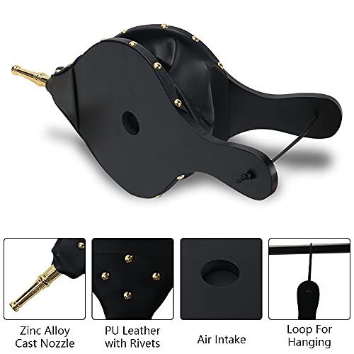 Kalkehay Fireplace Bellows Indoor 15" X 6.7" Wood Air Blower Cast Nozzle For Outdoor Bbq Camping Grill Chimney Pump Pit Fire Tools Accessories With Hanging Strap, Black Medium #TOP2