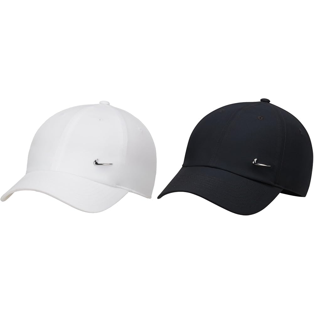 Nike Df Club Baseballkappe White/Metallic Silver M & Dri-Fit Club, Hut Mit Visier, Schwarz/Metallisches Silber, M/L, Unisex Erwachsener