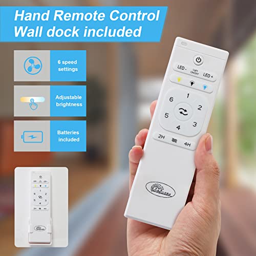 Caci Mall 52 Inch Ceiling Fan With Light Remote Control Dimmable Led Light 3 Wood Fan Blades Reversible Dc Motor Modern Farmhouse Ceiling Fan With 3 Downrods #TOP4