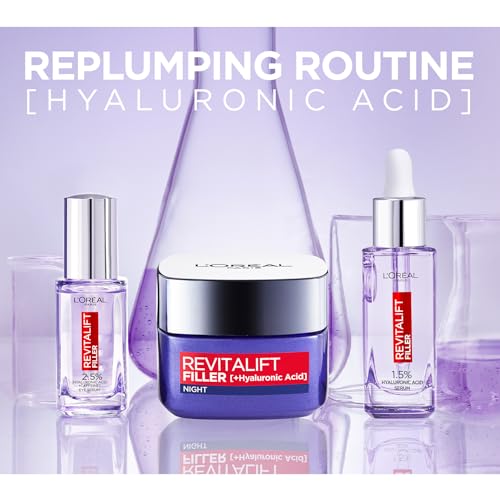 L’Oréal Paris Revitalift Filler Replumping Anti-Ageing Night Cream, Smooth Wrinkles, Moisturise, and Replumps Skin with Micro and Micro-Epidermic Hyaluronic Acid, 50ml - Image 7