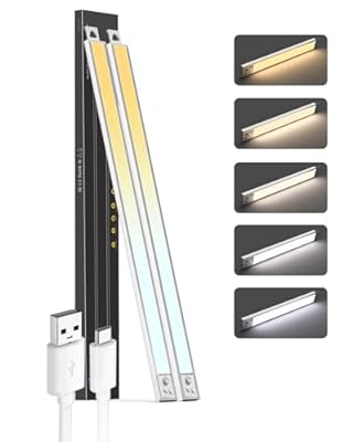 TheDeco Under Cabinet Motion Sensor Lighting - 24 Inch Wireless Under Cabinet Lighting, Rechargeable with Magnetic Mount, 5CCT Adjustable for Kitchen/Hallway (White, 2-Pack)