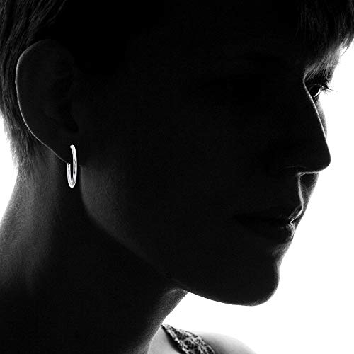 DECADENCE Sterling Silver Polished Omega Back Hoop Earrings for Women | 2x25mm Round Hoop Earrings | Secure Bar Closure | 14k Plated Shiny Classic Earrings4