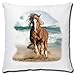 Pferde Kissen mit Pferdemotiv Pferd am Meer, Geschenk für Pferdeliebhaber Mädchen Frauen, Zierkissen Dekokissen Bezug inkl. Füllung Reißverschluss, 40x40 cm