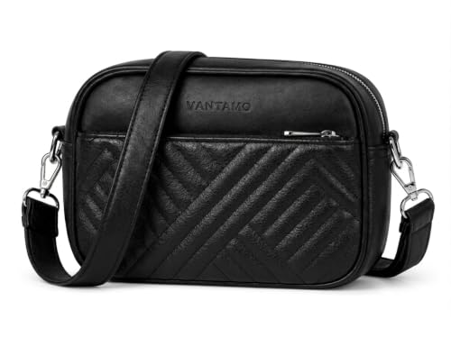 Image of Vantamo Premium Quilted Crossbody Bags for Women with Anti-Pickpocket Clip, Vegan Leather Handbags, Travel Purses for Women