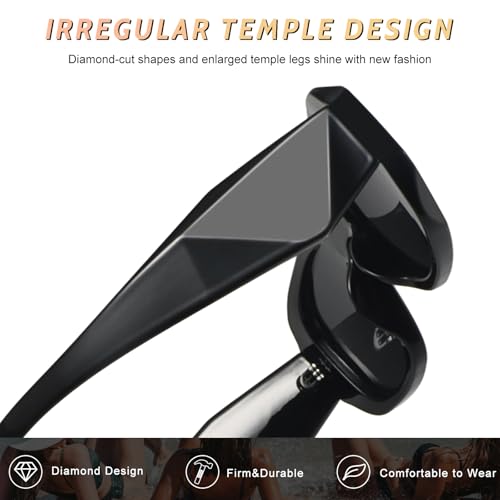 JiSoo Retro Rectangle Sunglasses for Women, Trendy Polarized Rectangular Sunglasses Women Vintage Sun Glasses4