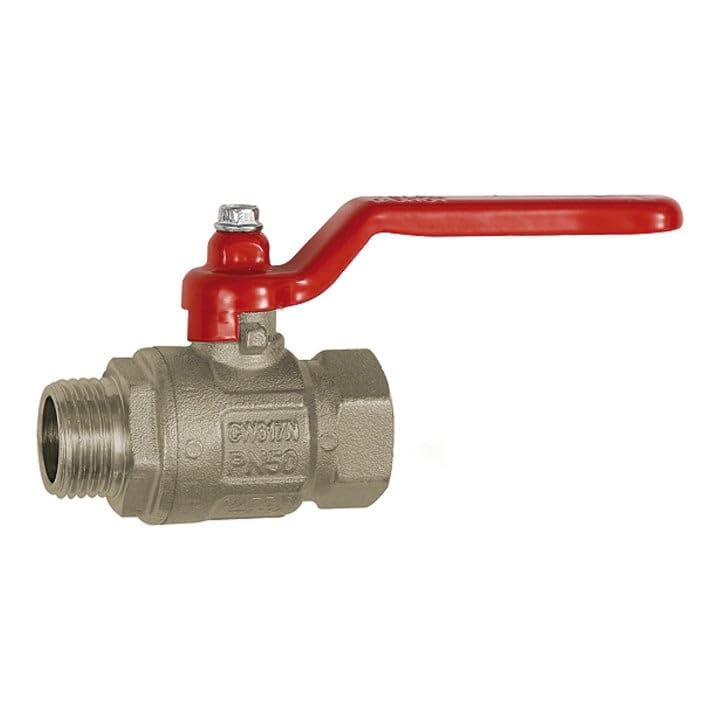 RIEGLER 103108-329.27-R valvola a sfera modello base, leva manuale, IG/AG, MS vern, G 1 1/4, 1 pezzo