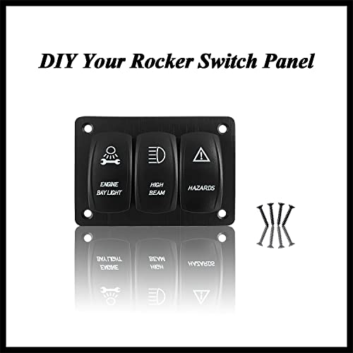 Image of DIY 3 Gang Rocker Switch Panel White Led Toggle Switch Panel with Mounting Bracket for Car Boat Bus Motorcycle Truck RV Side by Side