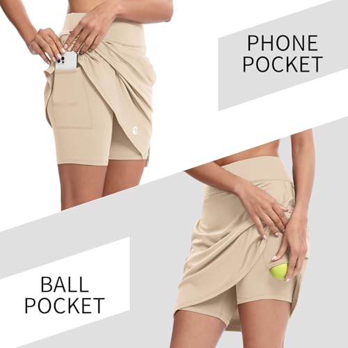 Image of M MOTEEPI Modest Knee Length Skorts Skirts for Women Tennis Athletic Golf Skort with Pockets UV Protection High Waist