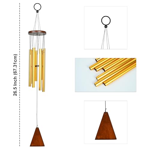 Image of ZAICUS Wind Chimes for Home Decor - Hanging Decorative Items for Balcony - Positive Energy Items for Home - Wind Chimes for Balcony (Gold 8-Pipe)