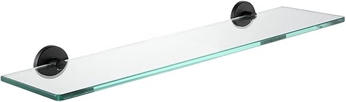 JQK TGS101L20-PB - Estante de vidrio templado para ducha de 20 x 5 pulgadas, acero inoxidable 304 negro mate, TGS101L20-PB disponible en Yaxa Peru