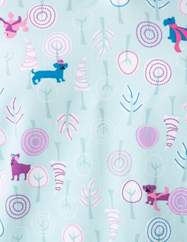 HUE Women's Timeless Soft Jersey Winter Pajama Gift Set Includes Top and Printed PJ Pant, Corydalis Blue - Wintertime Dog Walk, X-Large