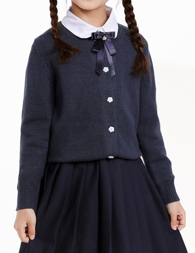 Girls Cardigan Sweater School Uniforms Toddler Long Sleeve Button Knit Solid Sweaters Tops3