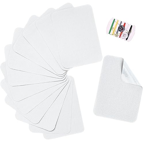 TXSN Lot de 12 patchs de réparation thermocollants en coton pour réparation et décoration de vêtements, pantalons, 7,6 x 10,2 cm, blanc