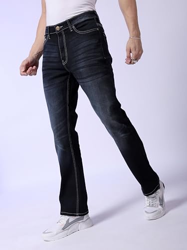 Image of The Indian Garage Co Men Bootcut Solid Mid-Rise Stretchable Jeans