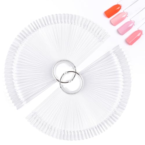 Image of MelodySusie 100 Pcs Nail Swatch Sticks with Ring, Clear Swatches for Gel Polish, Transparent Acrylic Practice Tips, Suitable for Displaying Colors, Training Nail Art for Beginners and Professionals