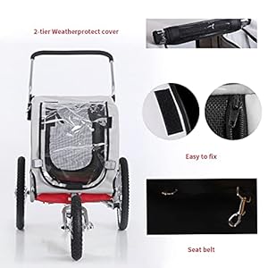 Sepnine-Leonpets-2-in-1-Dog-Stroller-Pet-Dog-Bike-Trailer-Bicycle-Trailer-and-JoggerEasy-Fold-20303-RedGrey - Cucciolini Doodles   Sepnine-Leonpets-2-in-1-Dog-Stroller-Pet-Dog-Bike-Trailer-Bicycle-Trailer-and-JoggerEasy-Fold-20303-RedGrey