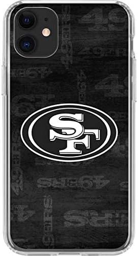 Skinit Clear Phone Case Compatible with iPhone 11 - Officially Licensed NFL San Franciso 49ers Black & White Design