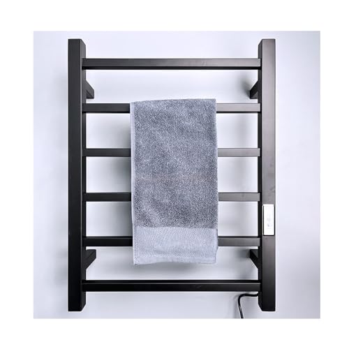 LGYGMD Toallero de acero inoxidable negro integrado en el baño, toalleros calefactados para montaje en pared